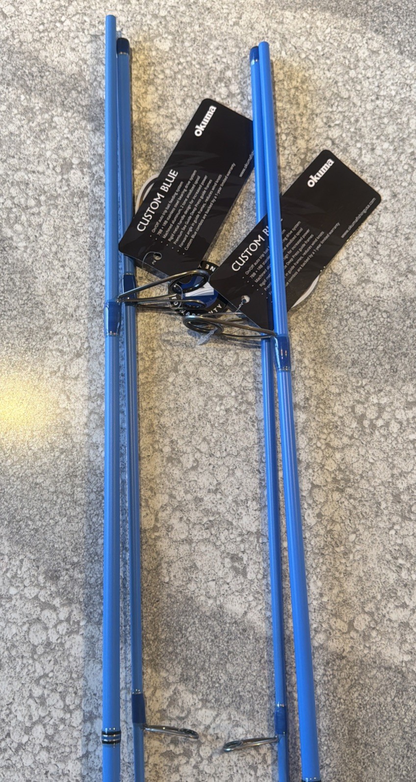 2- Okuma Custom Blue Inshore Spinning Rods 7’ 2-piece.