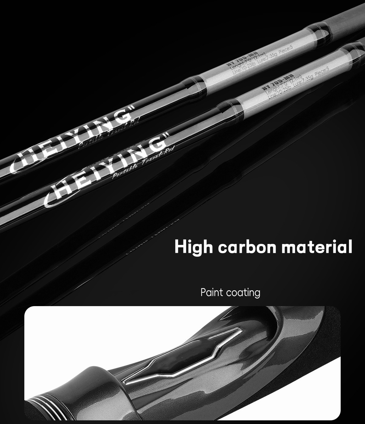 7FT 8FT Fishing Rods Spinning Rod Casting Carbon Fiber Rod 5 Section Sensitive
