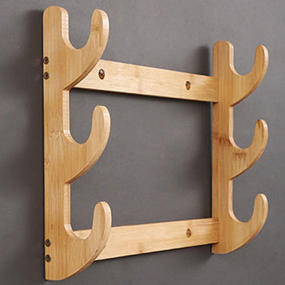 Horizontal Wooden Fishing Rod Rack Wall Mount Holder for Fishing Gear Storage