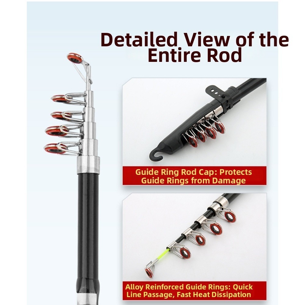 Telescopic Fishing Rod for Anglers 5 Sections 31cm Collapsed Fiberglass