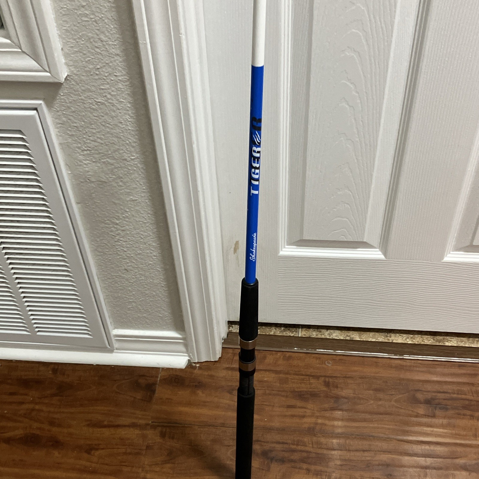 Shakespeare Tiger 7ft Medium Moderate Spinning Rod Fiberglass EVA Blue/White