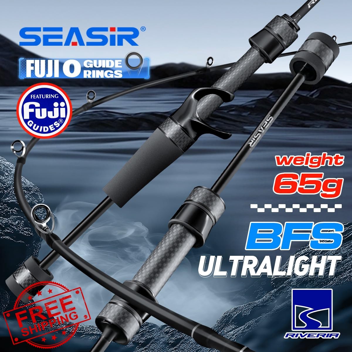 SEASIR Riveria Ultralight Fishing Rod, BFS Spinning Baitcasting Rod, 40T Carb…