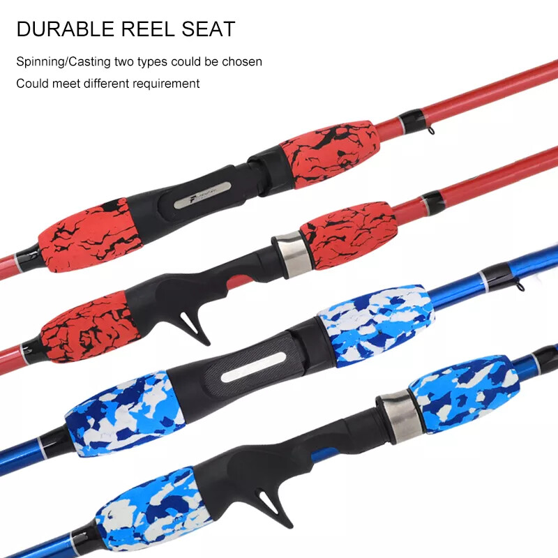 Taigek Carbon fiber~2 pc~Med Lt Casting Rod~Red or Blue Camo~3 lengths