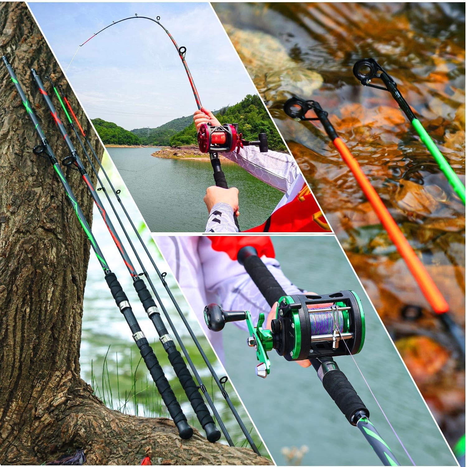 Sougayilang Spinning Rods 7ft Carbon Glass Composite Fishing Pole 2-Pack Green R