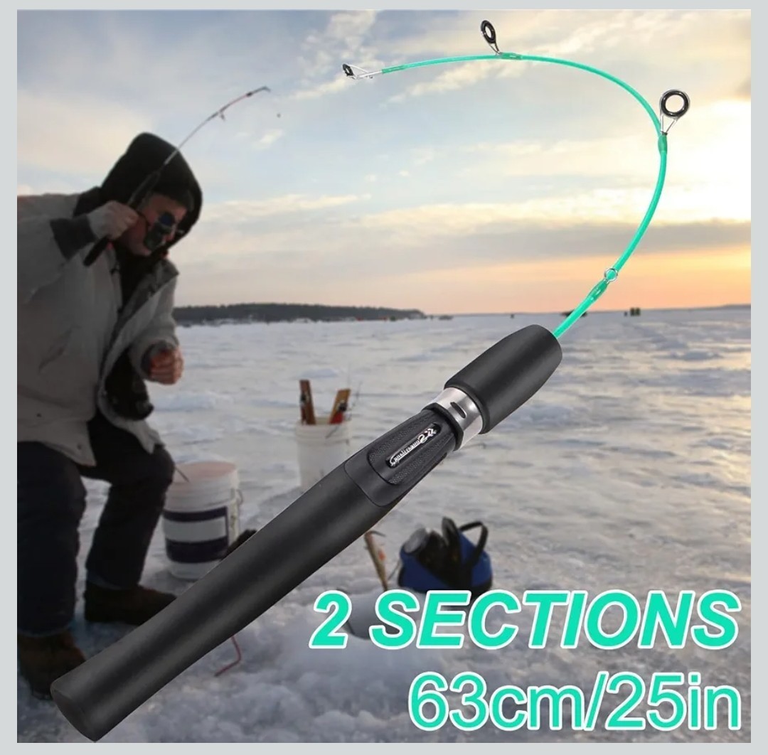 (2) Sougayilang ice fishing rod, ultralight and sensitive ice fishing rod, 25″