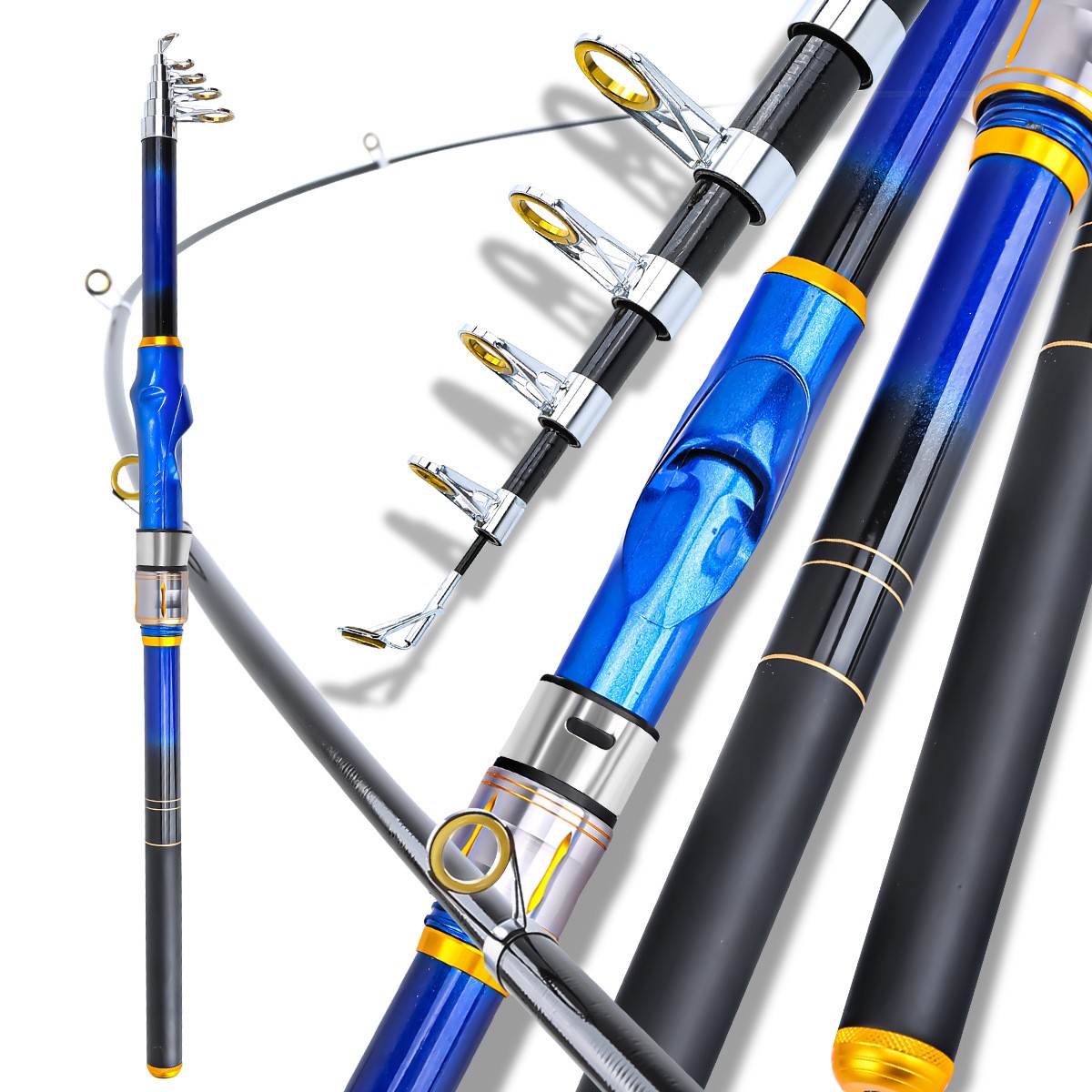 2.7m Portable Fiberglass Fishing Rod New Telescopic Fishing Rod Spinning Rod