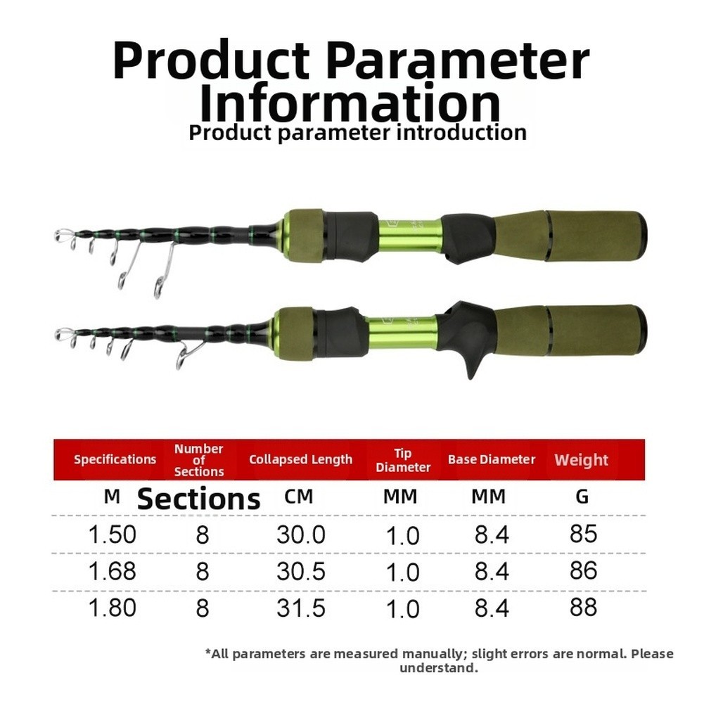 Telescopic Fishing Lightweight Rod Adjustable Design Comfortable Grip Handle