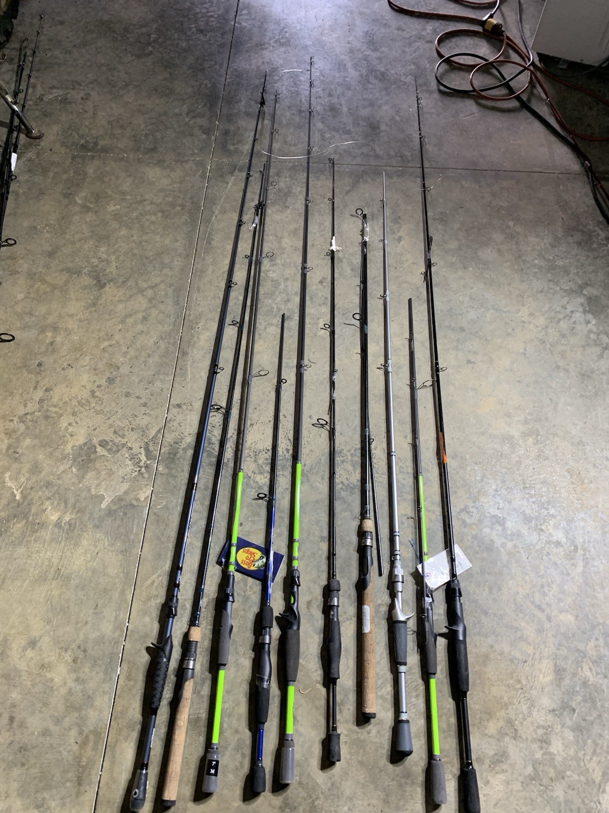 LOT OF 10 BASS PRO SHOPS FISHING RODS (BROKEN)