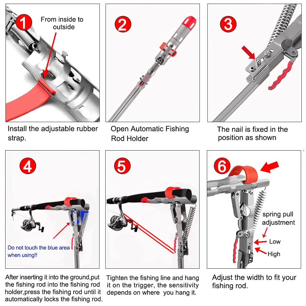 Lbw Automatic Spring Fishing Rod Holder For Ground Bank Fishing Pole Holder