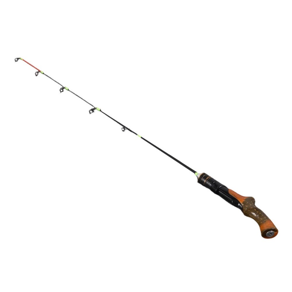 Two Section Ice Fishing Rod with Comfortable Imitation Wooden Grip 50 to 80 cm