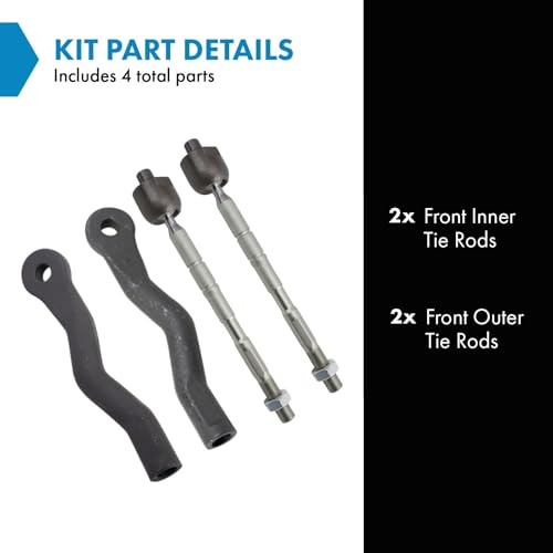 Front Inner and Outer Tie Rod Set 4 Piece Compatible with 2014-2015 PSA78618