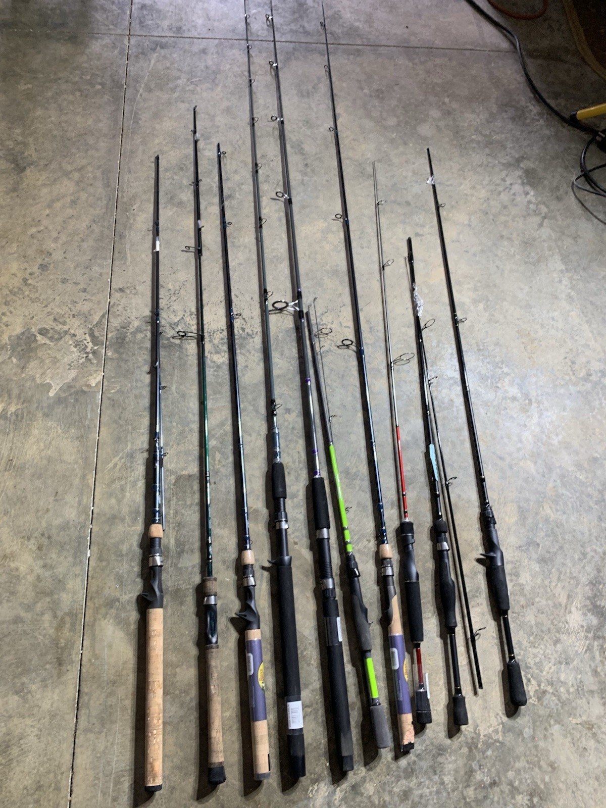 LOT OF 10 BASS PRO SHOPS FISHING RODS (BROKEN)
