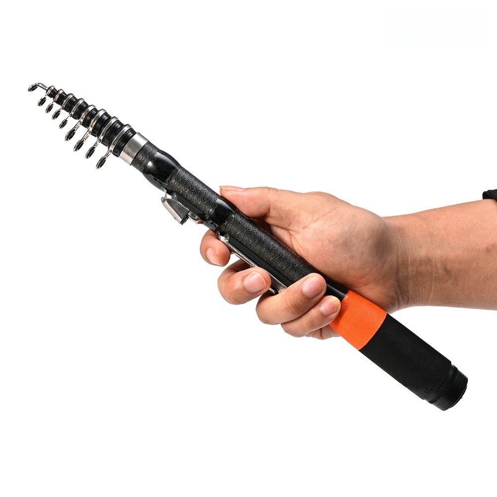 Rock Fishing Rod 1.8m Fiberglass Telescopic with EVA Handle for Shore Use
