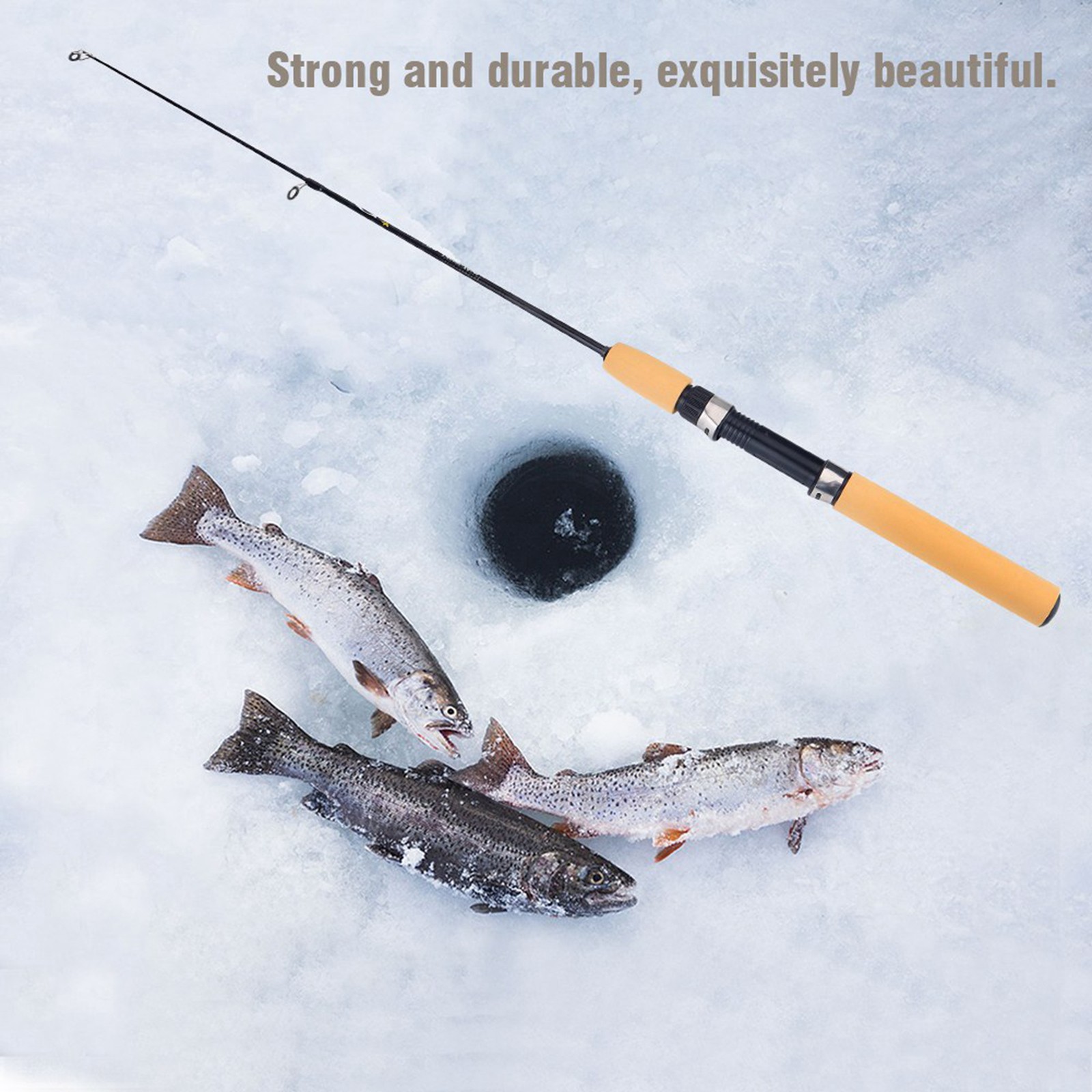 Ice Winter Fishing Rod Glass Fiber Retractable Mini Fishing Pole Tackle EZJQ