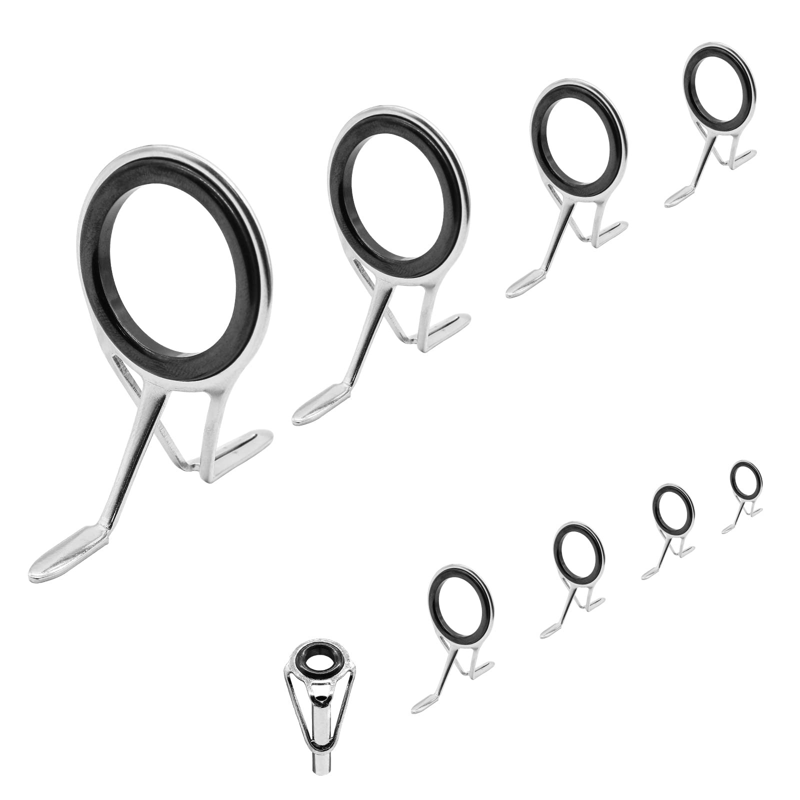 9 Pieces Fishing Rod Repair Kit, Double Legs Fishing Rod Guides Rings, Stainl…