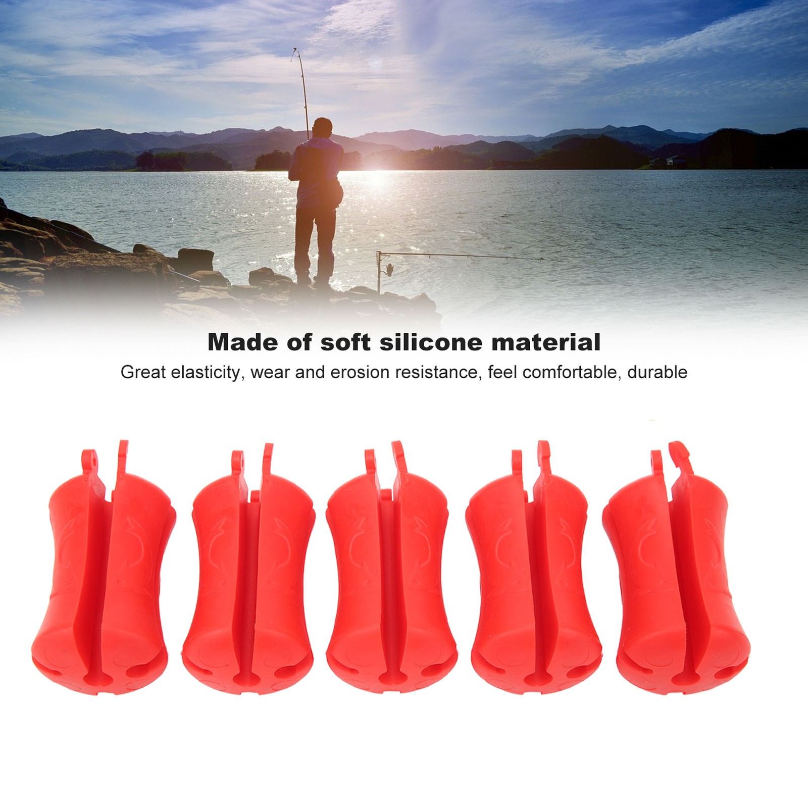 5PCS Fishing Rod Fixed Ball Silicone Reusable Fishing Rod Beam Binding Fastener