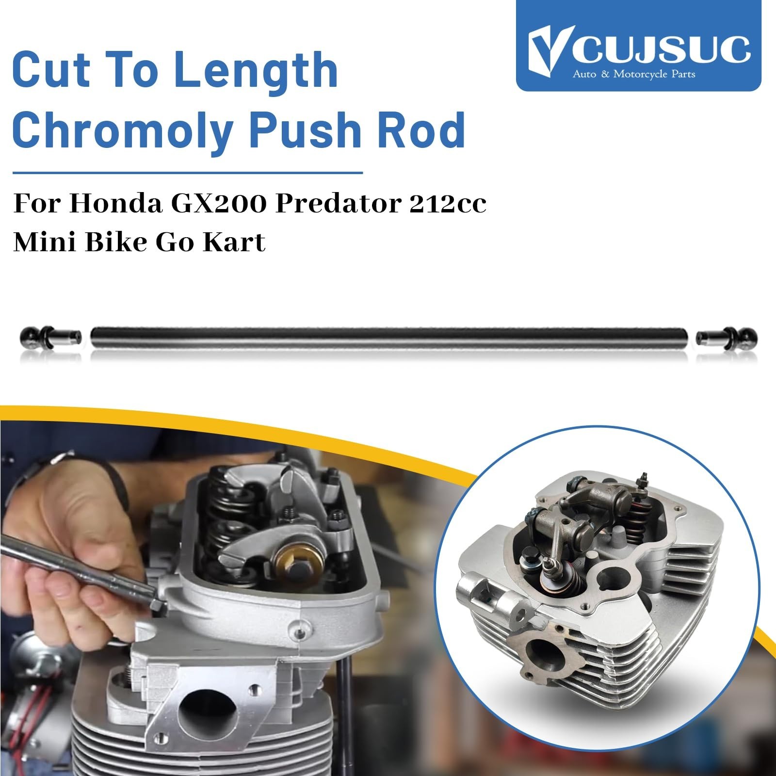Cut to Length Chromoly Push Rod for Honda GX200 Predator 212cc Mini Bike Go-Kart
