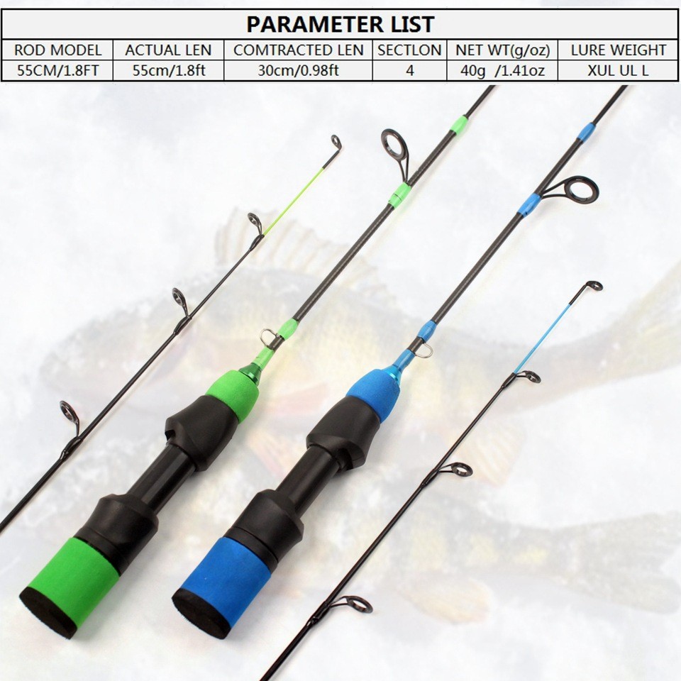 Ice Fishing Rod Carbon Fiber Fast Action Casting Spinning Travel Rod Carp 55cm