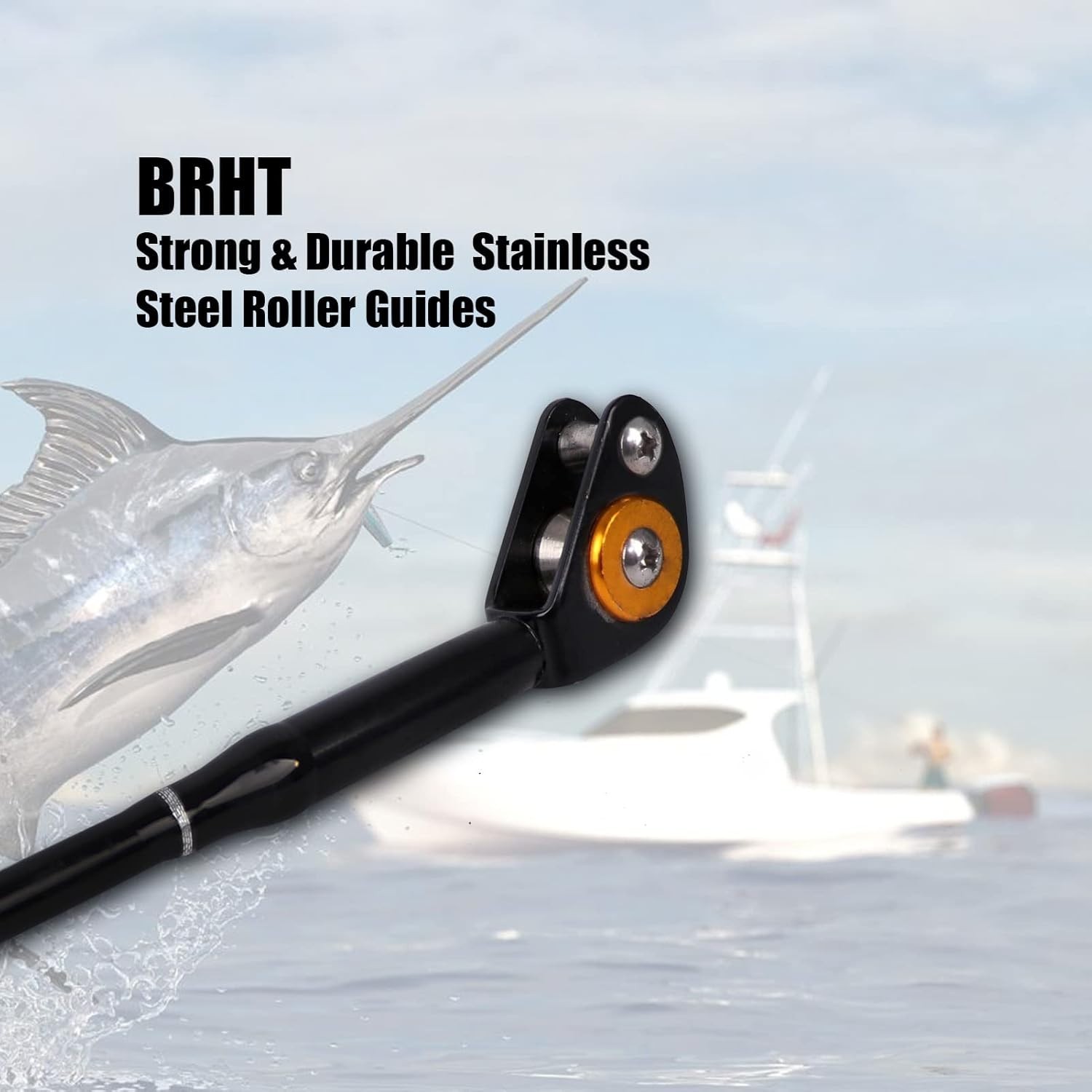 6.5′ Heavy Trolling Rod with Stainless Steel Rollers – Perfect for Deep Sea