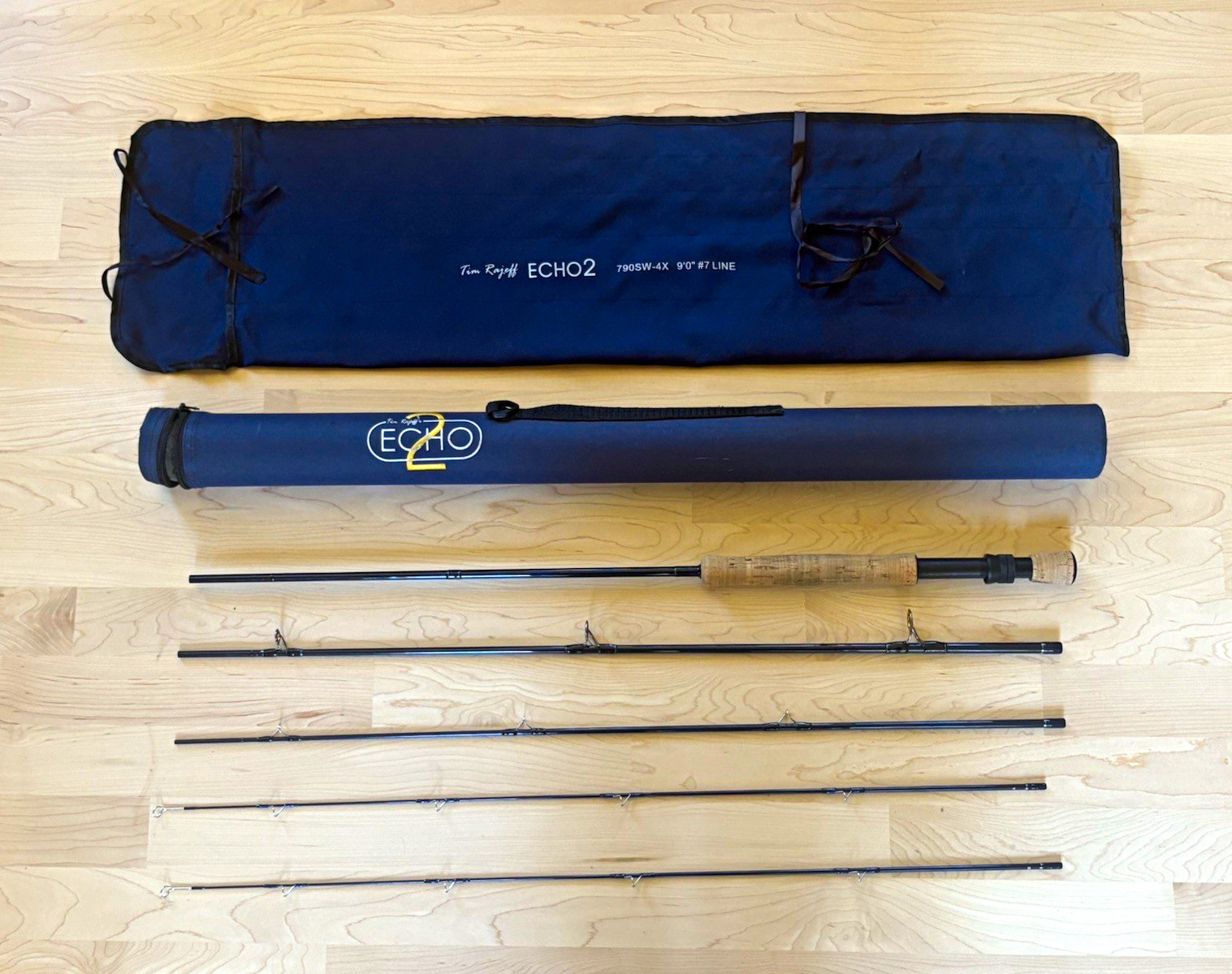 Tim Rajeff ECHO2 9ft 7wt 4pc Graphite Fast Action Fly Rod w/ Tube & Sock