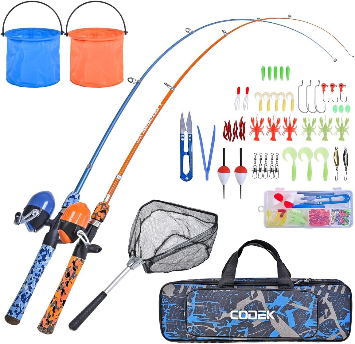 Kids Fishing Pole Set with Full Starter Kits 2 Set Portable Telescopic Fishing
