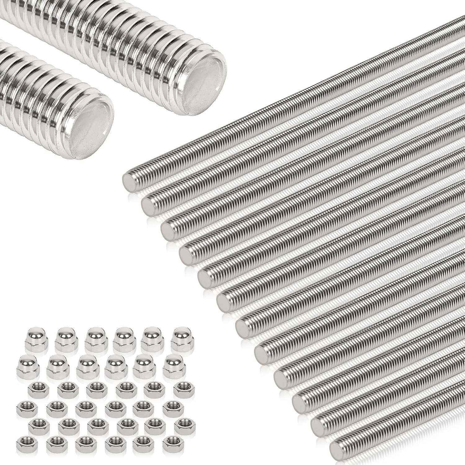 304 Stainless Steel M6 Threaded Rod Collection