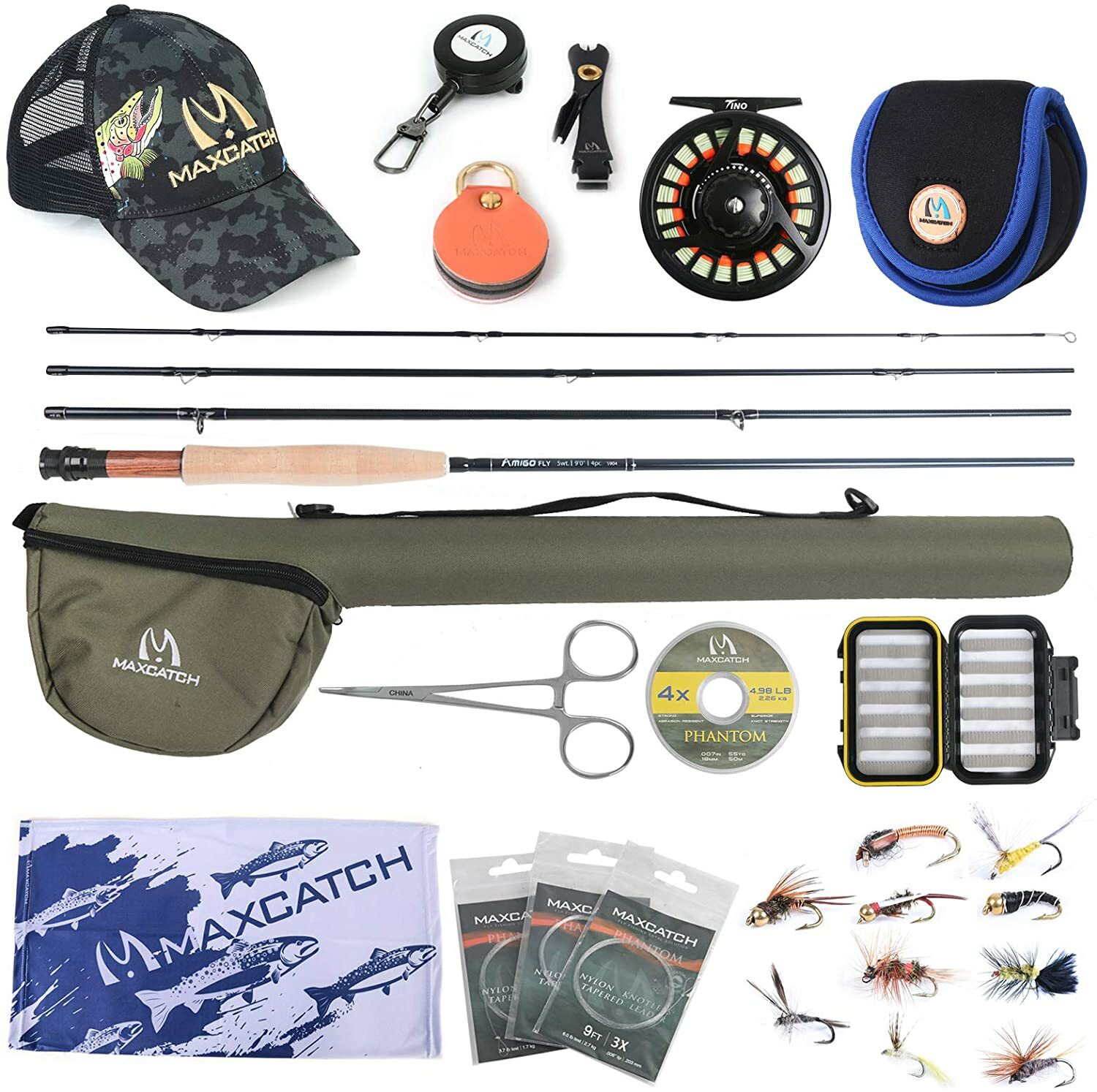 Amigo 4/5/6/7/8wt 9ft Fast Action Fly Fishing Rod and Reel Combo Kit