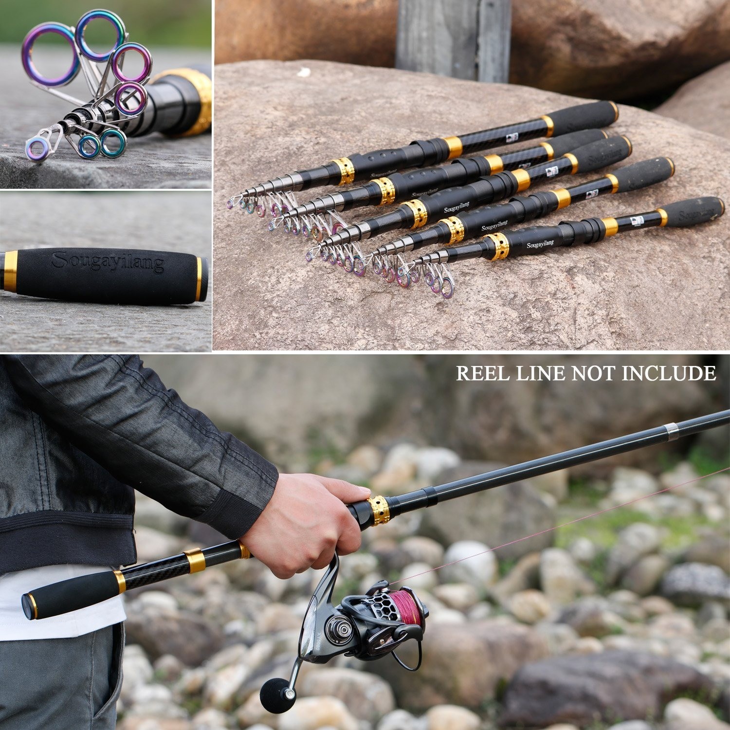 Sougayilang Telescopic Fishing Rod – 6.9ft Carbon Fiber, Ultralight, Medium