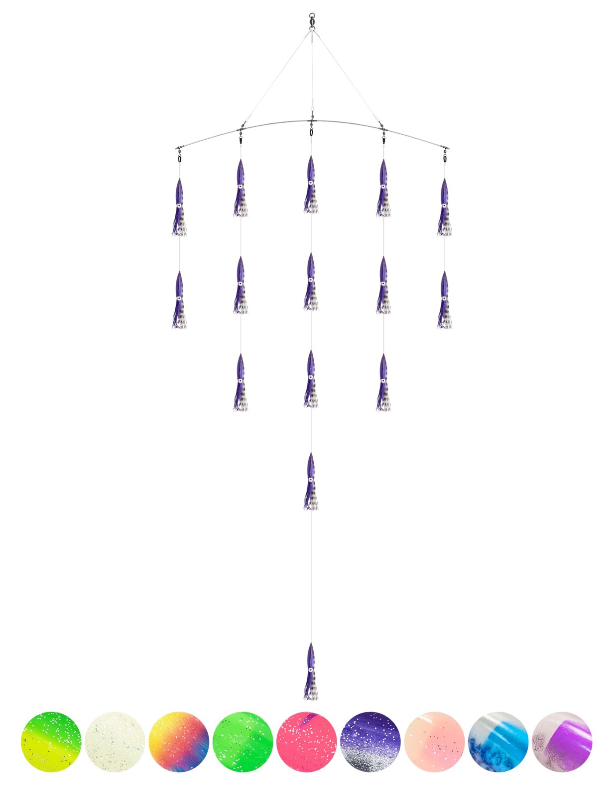 BLUEWING 36″ Upgraded Fishing Spreader Bar Formation with 9″ Floating Squids …