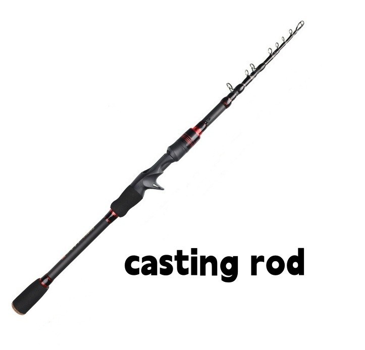 Telescopic Fishing Rod 7′ Baitcast Lure Rod Carbon Fiber Spinning Casting Travel