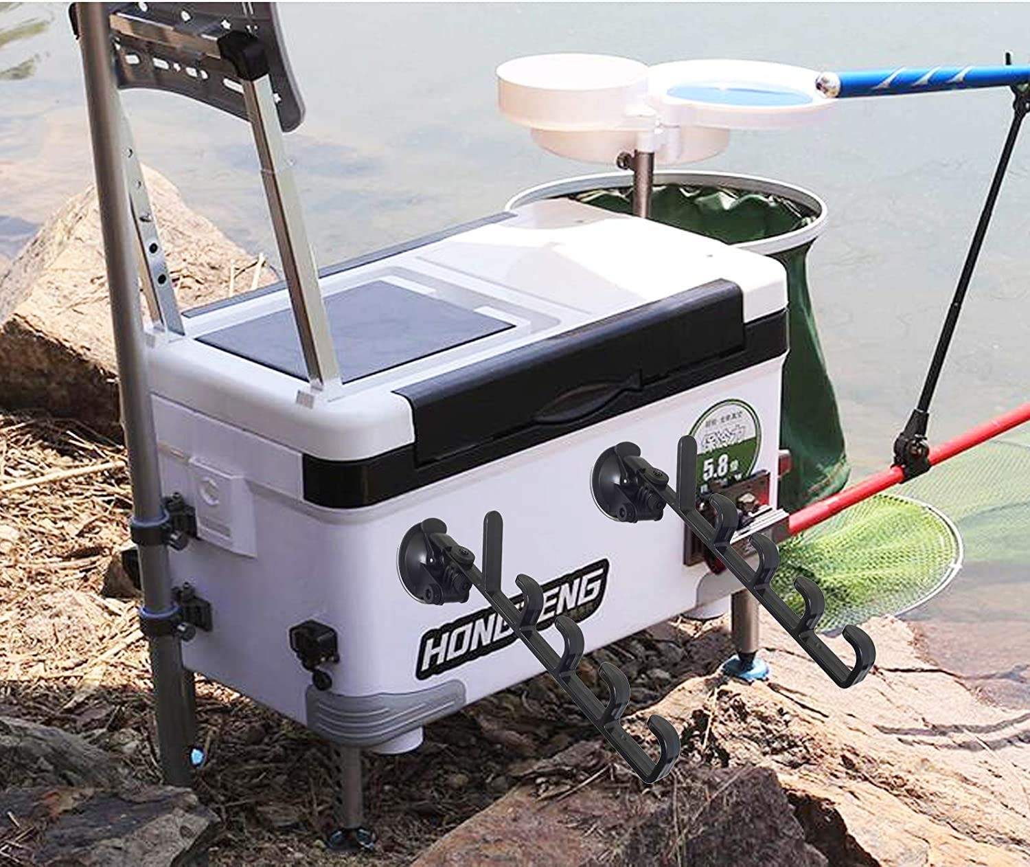 Adjustable Fishing Pole Rack & Holder – Vehicle & Boat Storage for Car, Black