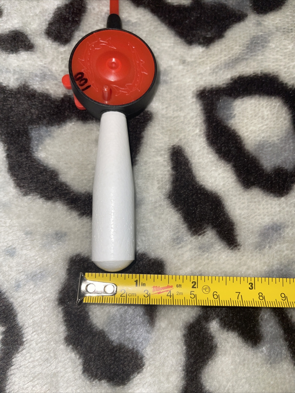 Ice Fishing Rod Red and white Styrofoam handle￼ Russia 23cm X2.5cm. 9in X1in