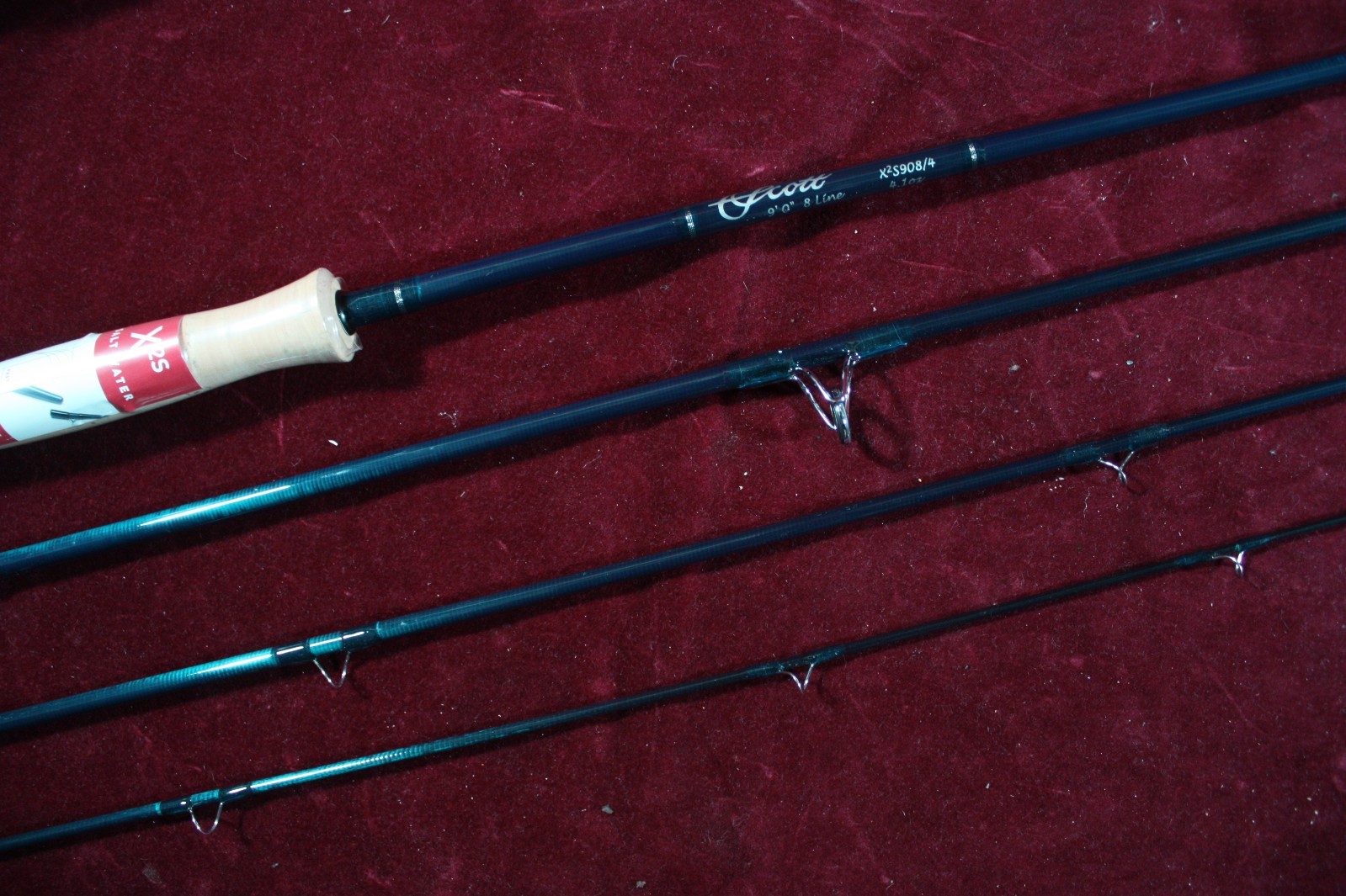 * SCOTT FLY RODS SALT WATER X2S 8WT 9′ FLY ROD X2S908/4 PIECE & CASE MINT NOS *