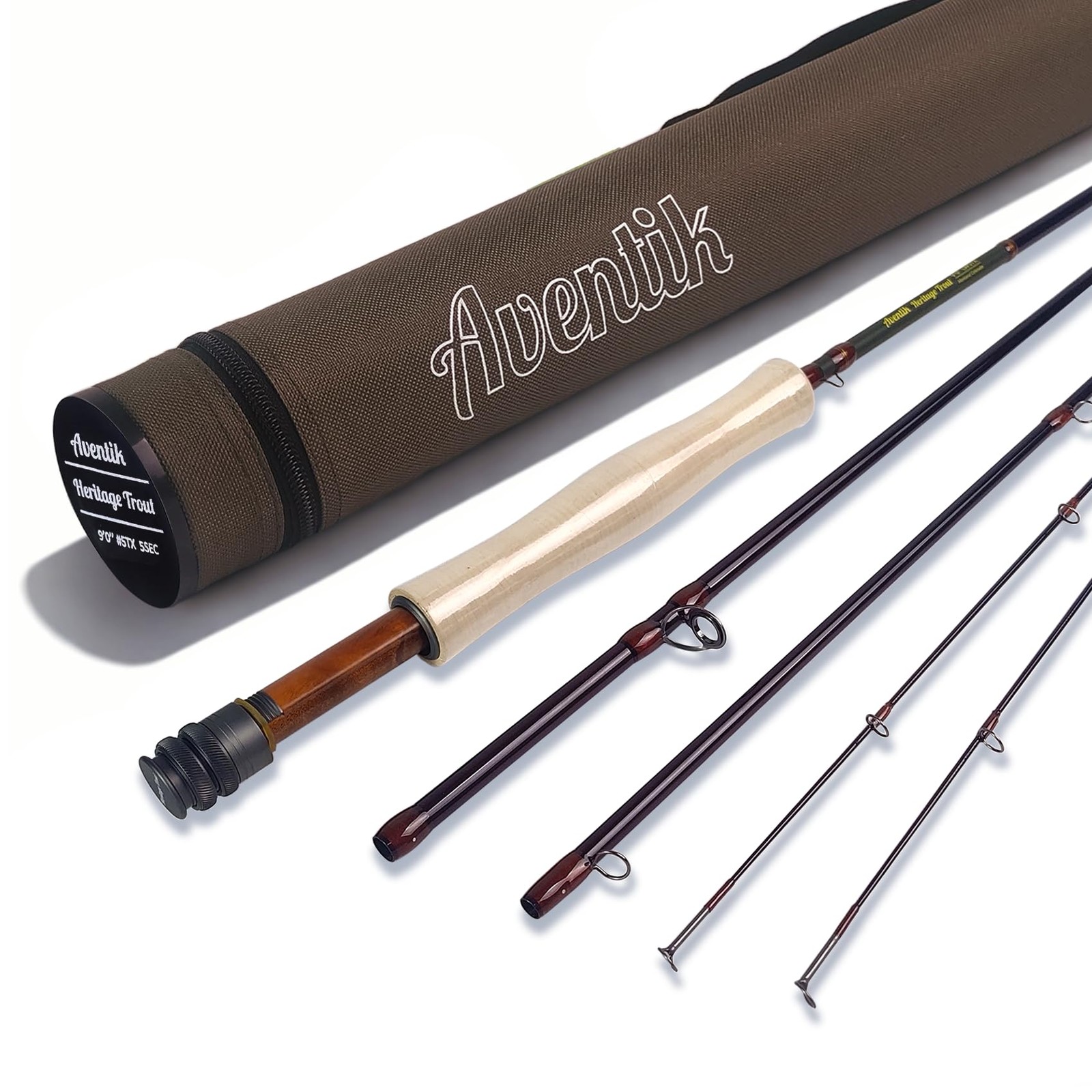 Aventik Heritage Trout Fly Fishing Rod with Extra Tip, 8’6” 4wt & 9’0” 5wt …