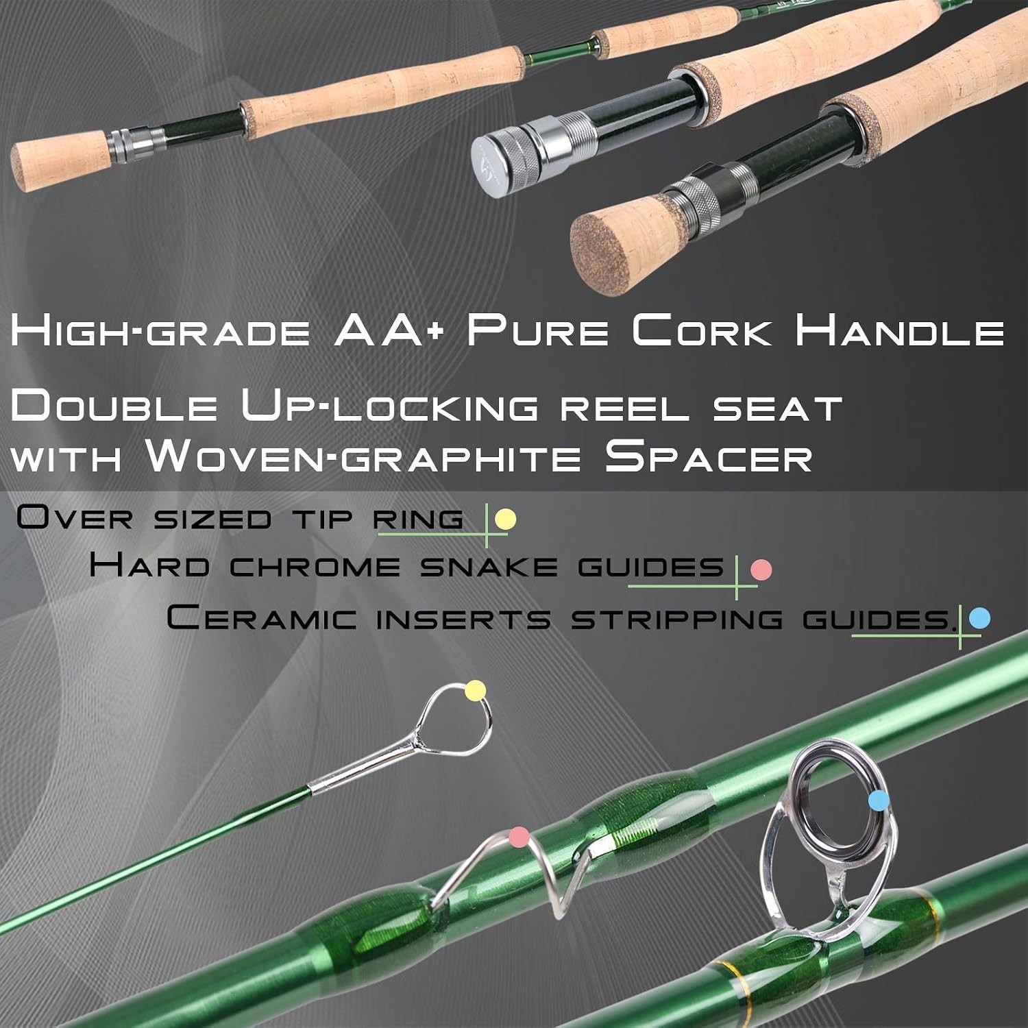 Medium-Fast Action Fly Rod – AA Cork Grip, Chromed Guides