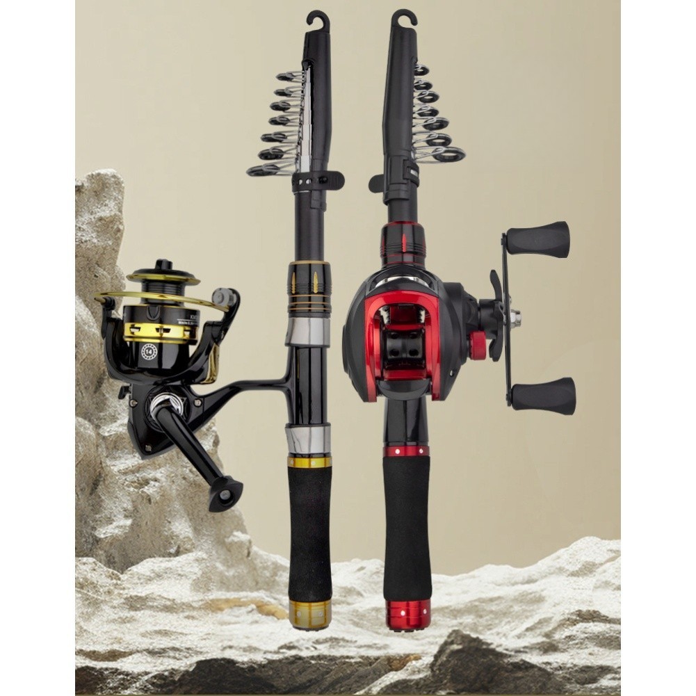 Fishing Rod Carbon Telescopic 36cm Collapsed Length M Power for Travel Use
