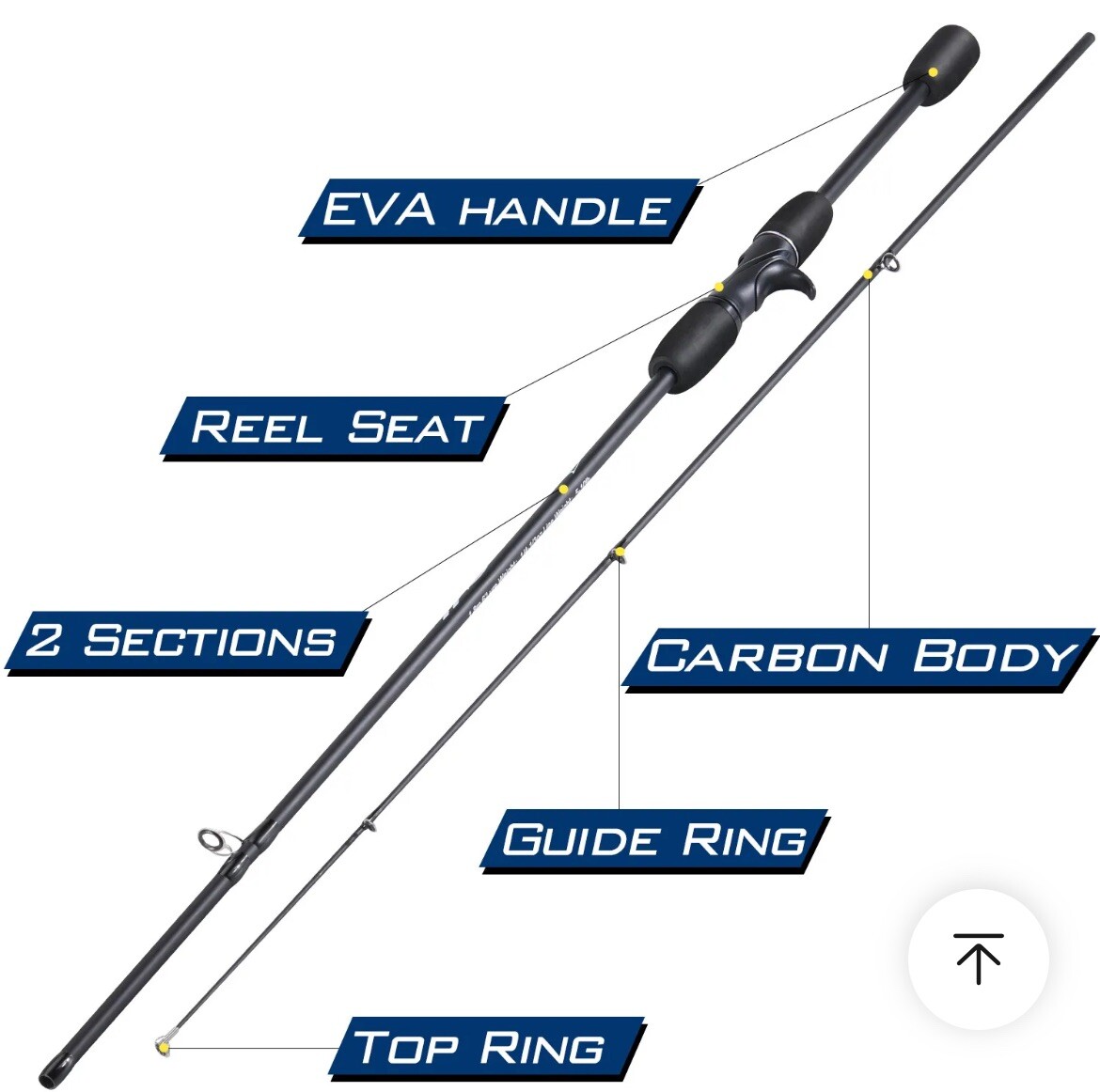 Tuareg Spinning Light Carbon Fishing Rod 6’ 2pc 5-10 Lbs New