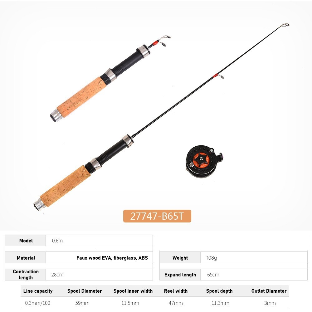 Telescopic Fly Fishing Rod and Reel Combo Kit Fishing Reel 4B and Fiberglass Rod