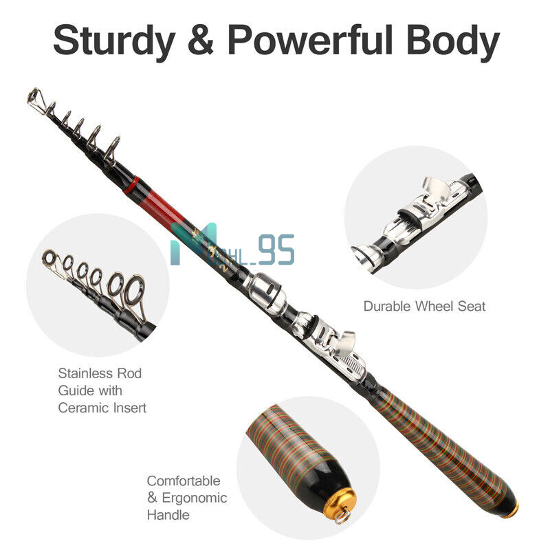 Carbon Fiber Telescopic Fishing Rod Travel Rod for Fishing Beginner and Angler