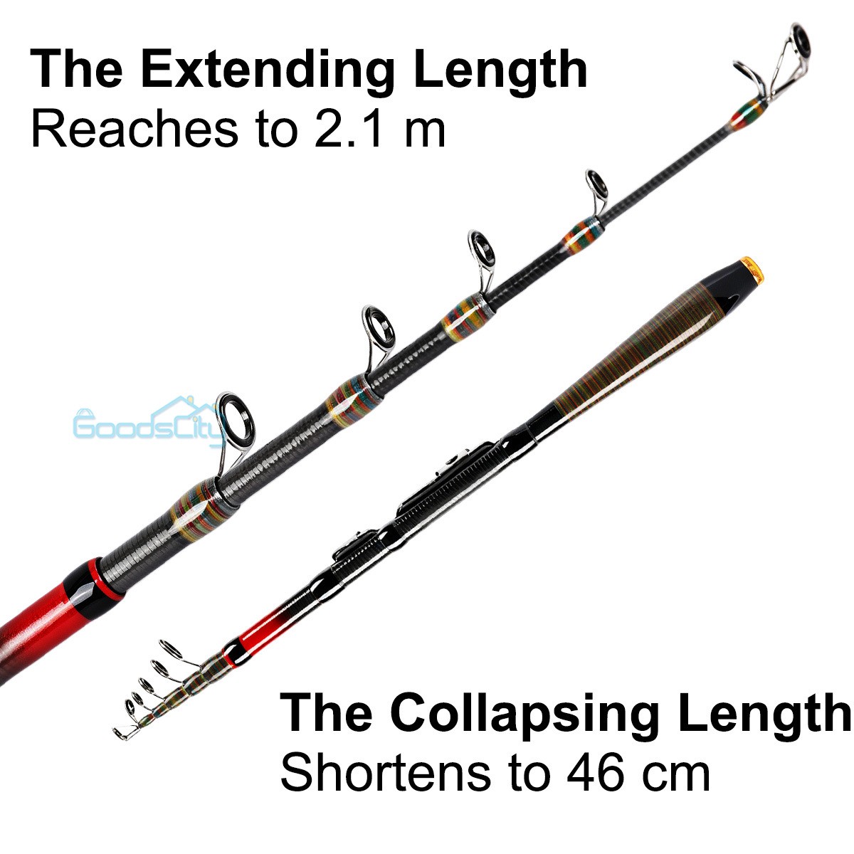Carbon Fiber Telescopic Fishing Rod Sea Saltwater Portable Spinning Pole