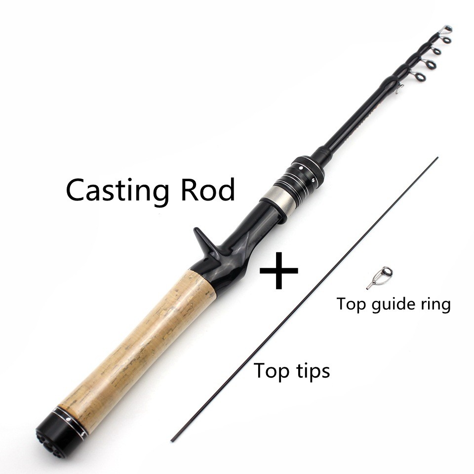 Ultra-Light Portable Fishing Rod Carbon Fiber Spinning Casting Pole Cork Handle