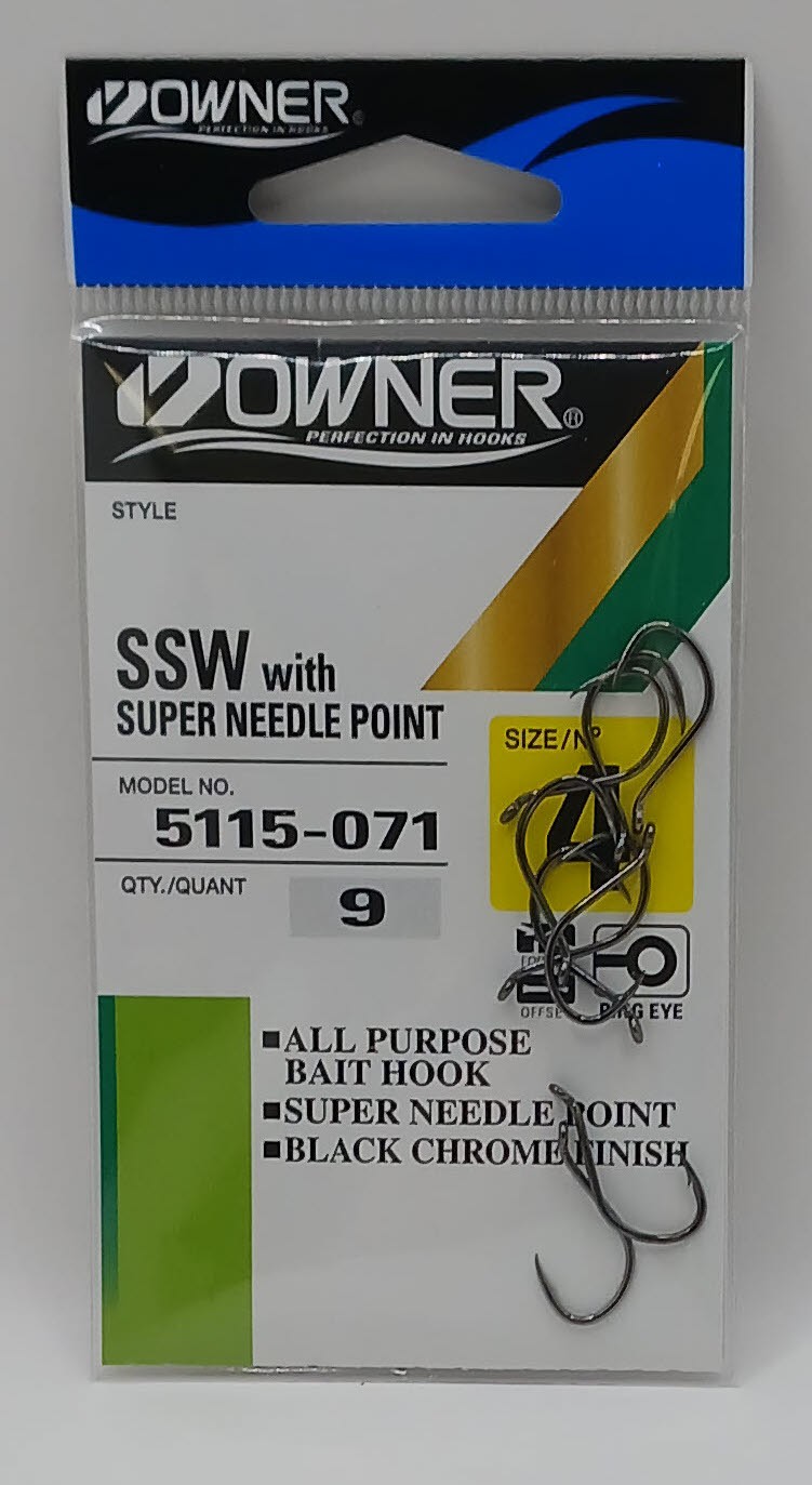 Owner 5115-071 SSW All Purpose Hook Needle Point Rev Bend UpEye Black Sz 4 10Ct
