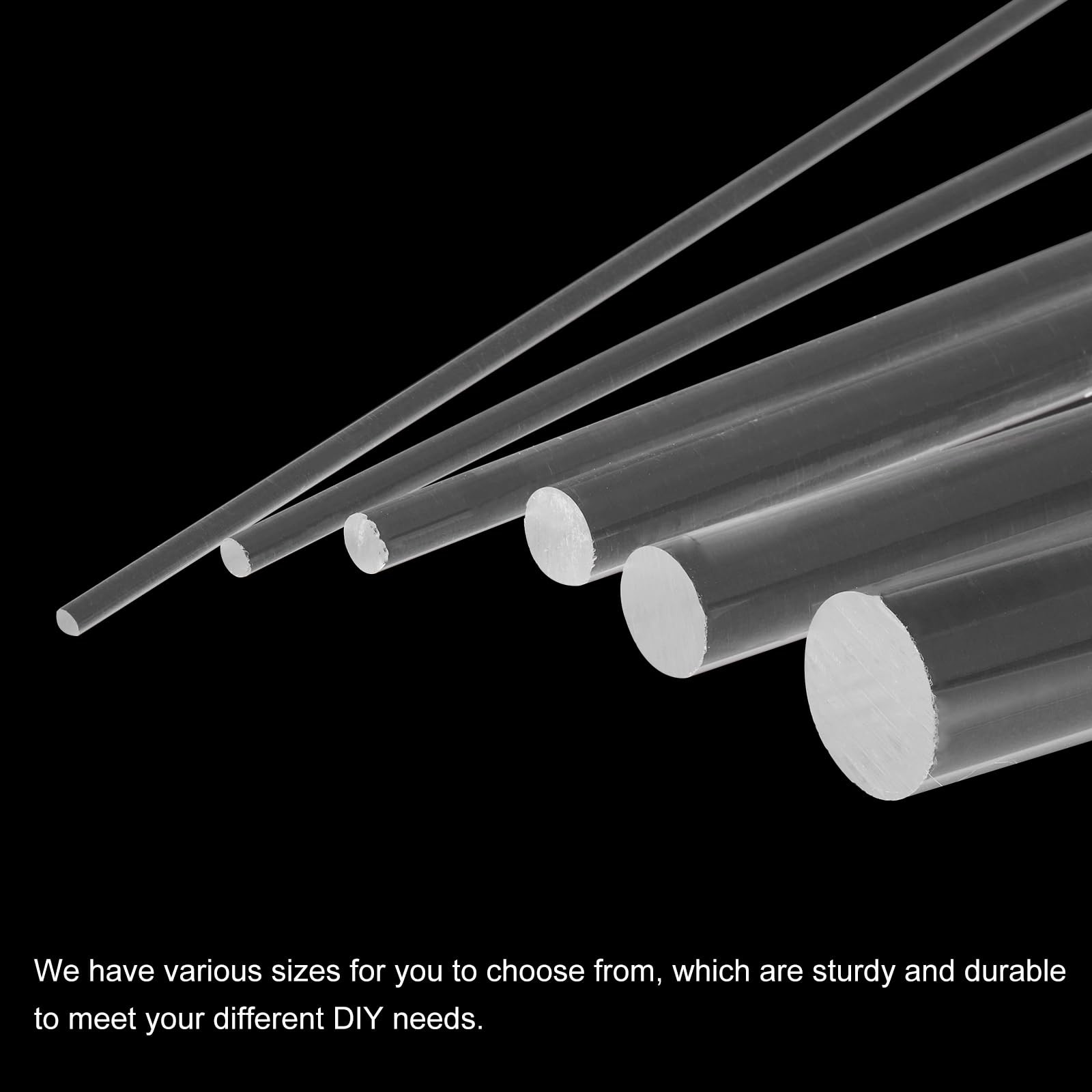 12 PCS Acrylic Round Rods 1/4×12 Inch Clear Dowel Sticks 6x300mm DIY
