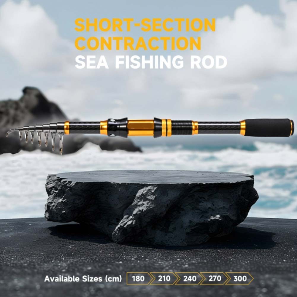 Compact Carbon Fiber Spinnings Fishing Rod with EVA Handle 1 8m to 3 0m