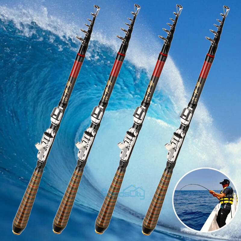Carbon Fiber Telescopic Fishing Rod Sea 20-70LB Saltwater Portable Spinning Pole