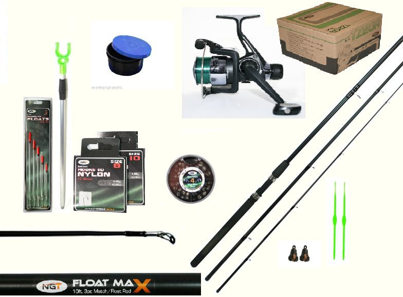 Complete Starter Float Fishing Outfit Set Kit Beginners Rod Reel Hooks Floats 10