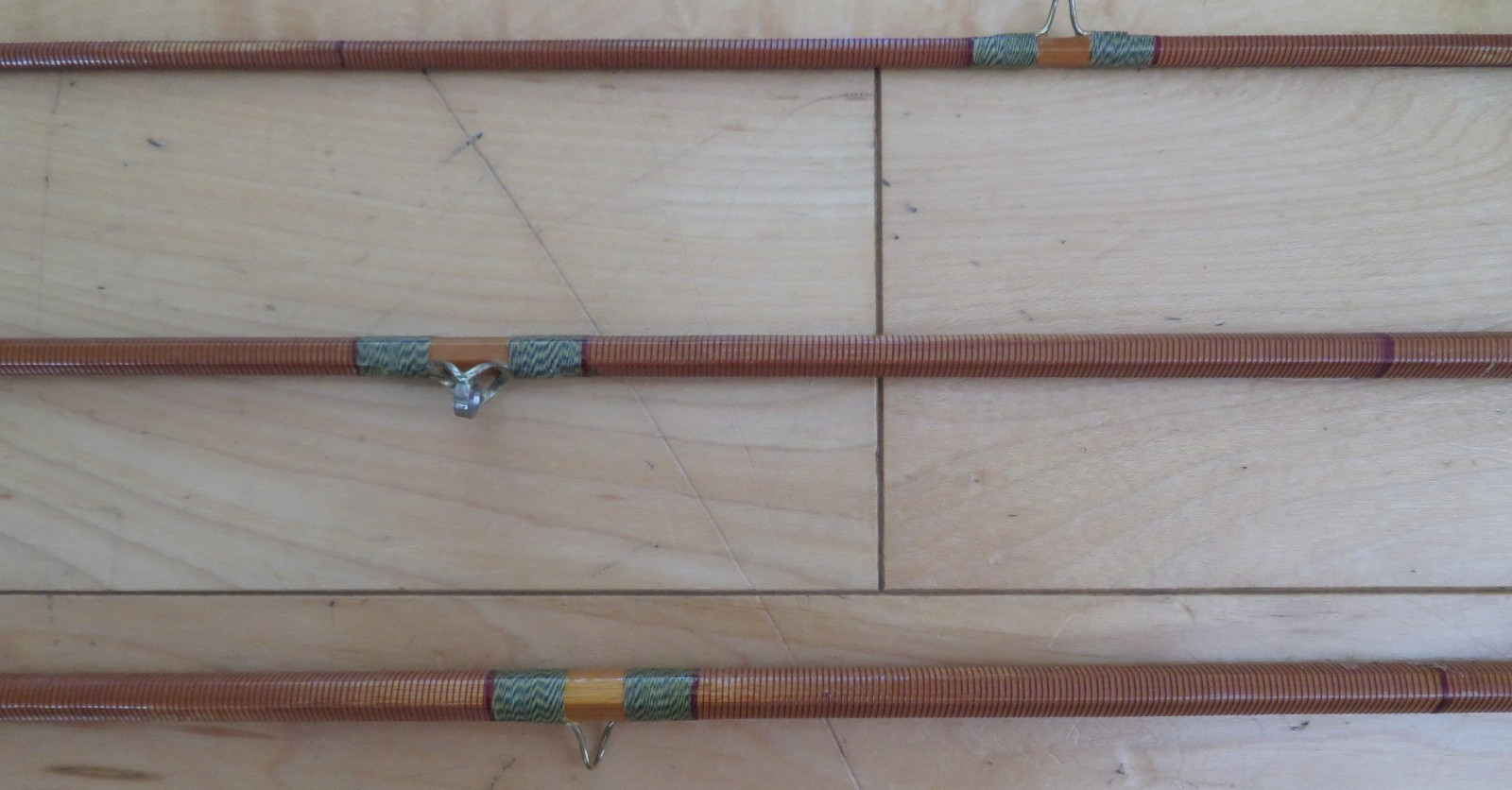 Vintage Crown Japanese 8′ Bamboo Fly Fishing Rod Set w/ Crown Brand Box & Gear