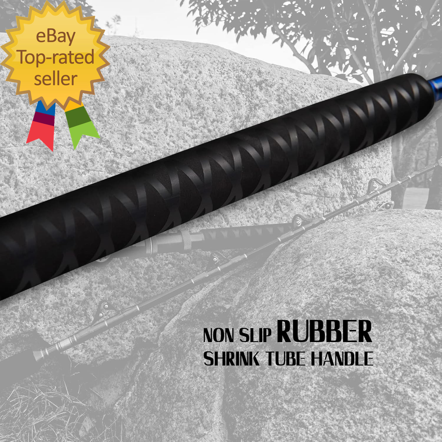 2-Piece Saltwater Offshore Heavy Bent/Straight Butt Trolling Rod Fishing Roller