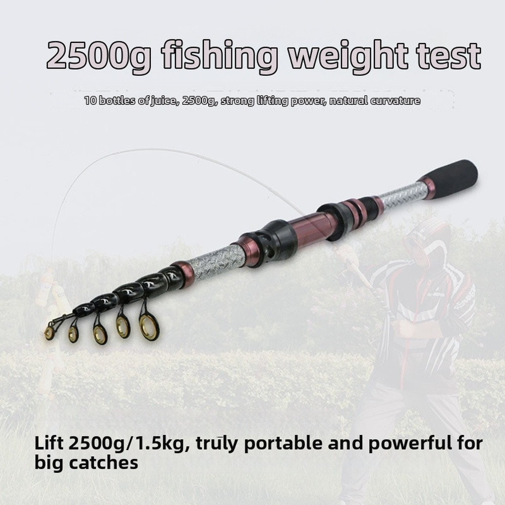 Carbon Fishing Rod 2mm Solid Tip UV Reinforced Guides Collapsible Design