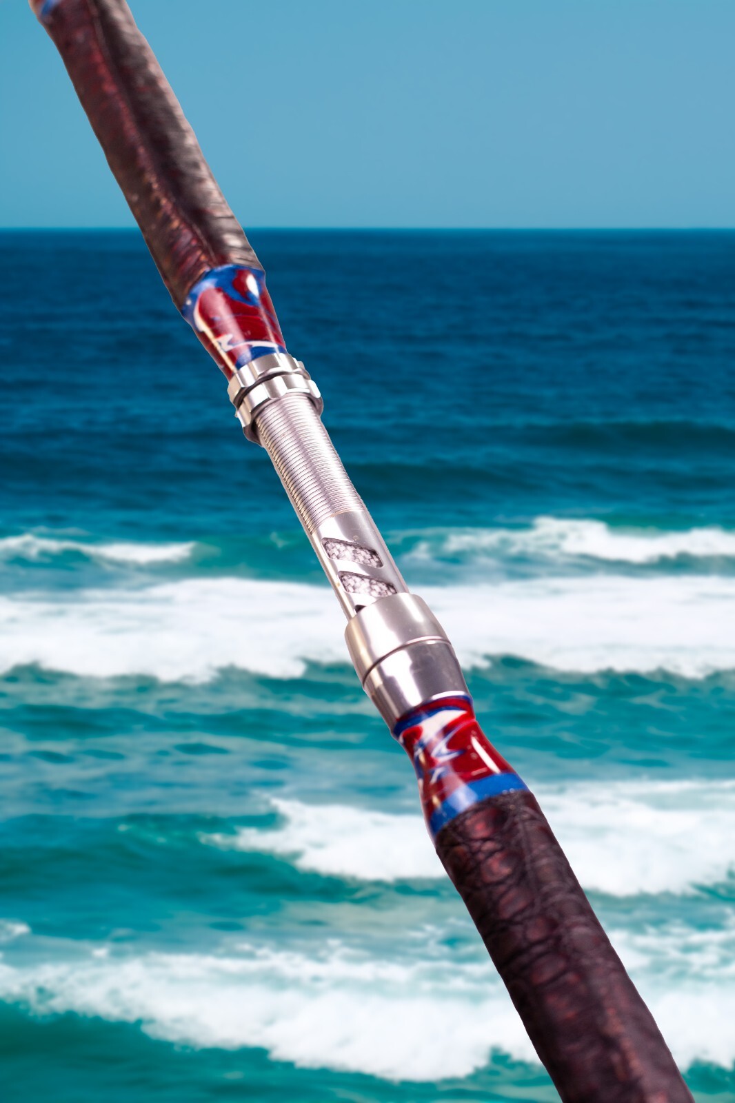 Custom Spinning Rod with Real Crocodile Skin Grips and Awesome Paint Job